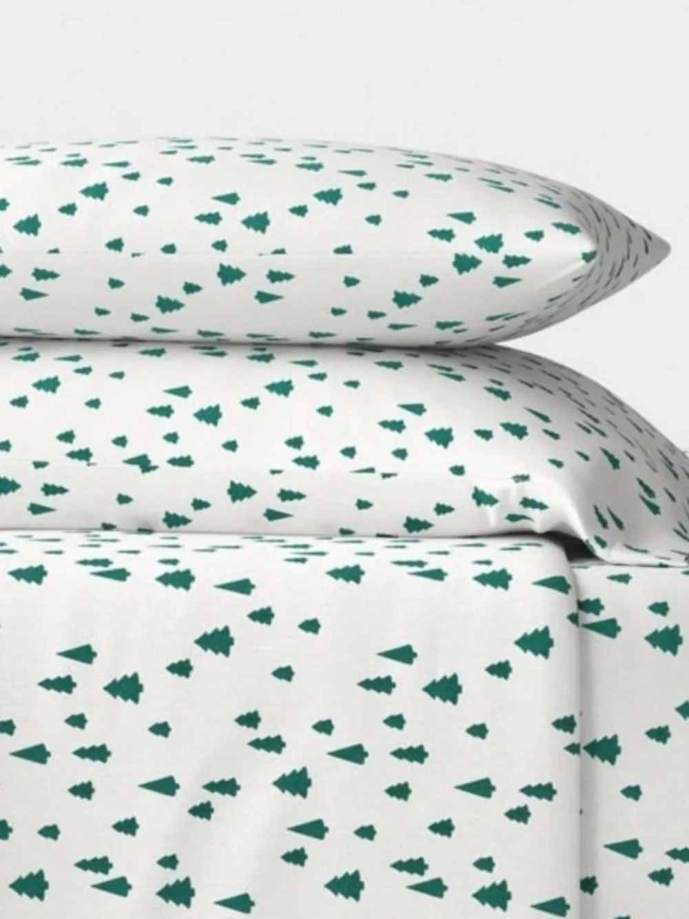 NWT Wondershop QUEEN Bed Sheet Set Flannel White Christmas Tree Print - 4 pc